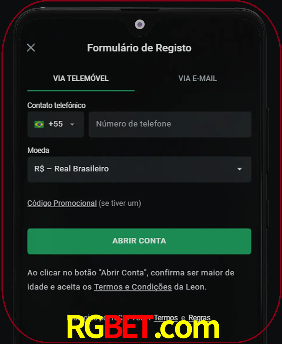 Abra o aplicativo e inicie o processo de registro.